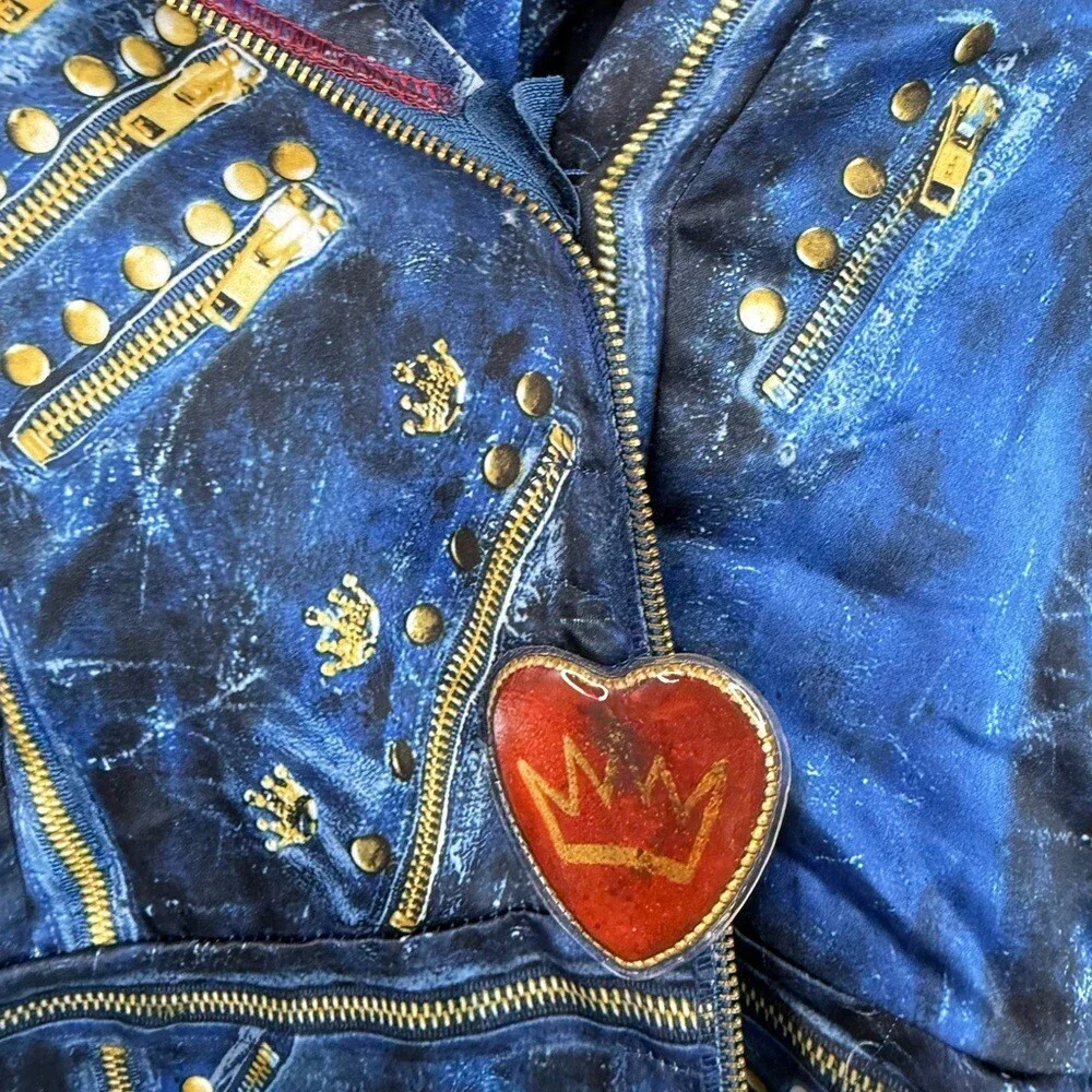 Disney descendants 2 jacket coat dress up heart red Blue Studded Kids Jacket